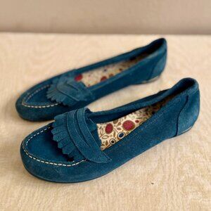 Predictions Suede Moccasin Loafers – Fringe Kiltie Detail Flats, Blue, Size 6.5